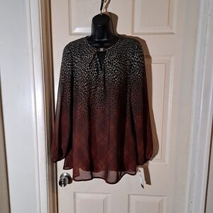 AGB sheer Leapord/plaid print blouse Large 5/$25